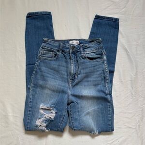 Cello Women's Skinny Distressed Blue Jeans